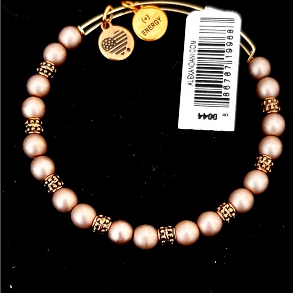 Alex and Ani Taupe PEARL NWT  Gold Beaded Bracelet - Picture 1 of 1